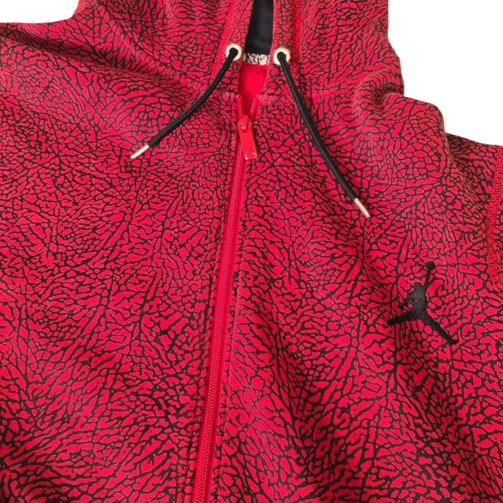 Vintage NIKE Air JORDAN Bulls Red Elephant Zip Hoodie Sweatshirt Sweater XXL